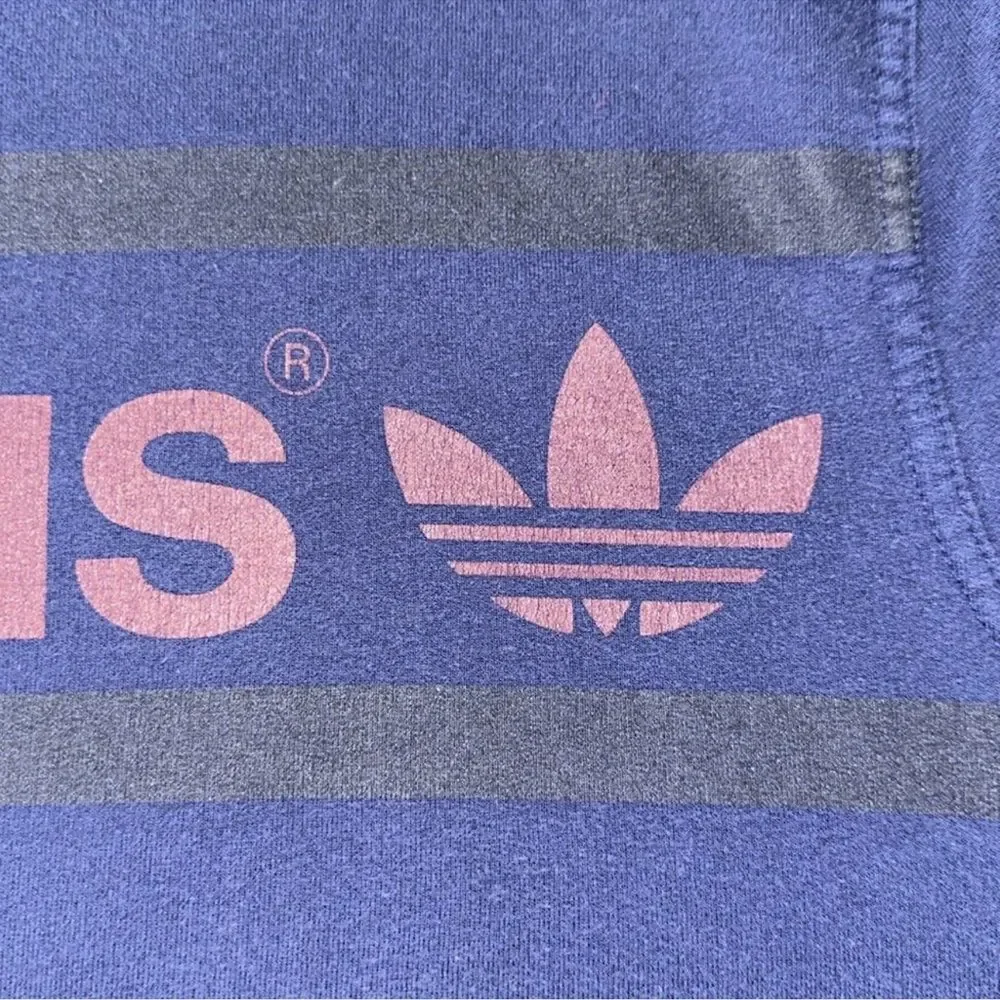 adidas S Navy Black Burgundy Trefoil Crewneck Cotton Pullover